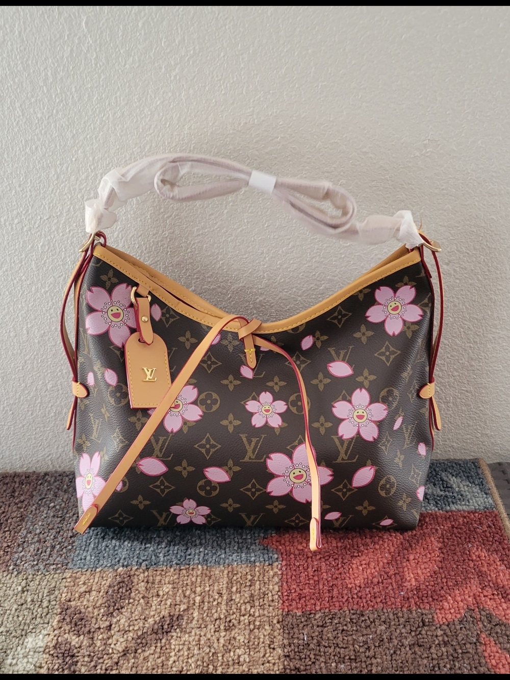 Pink Floral Monogram Shoulder Bag
